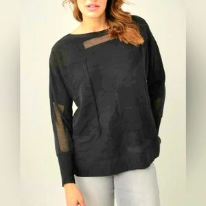 Joseph Ribkoff Black Mesh Insert Knit Top
